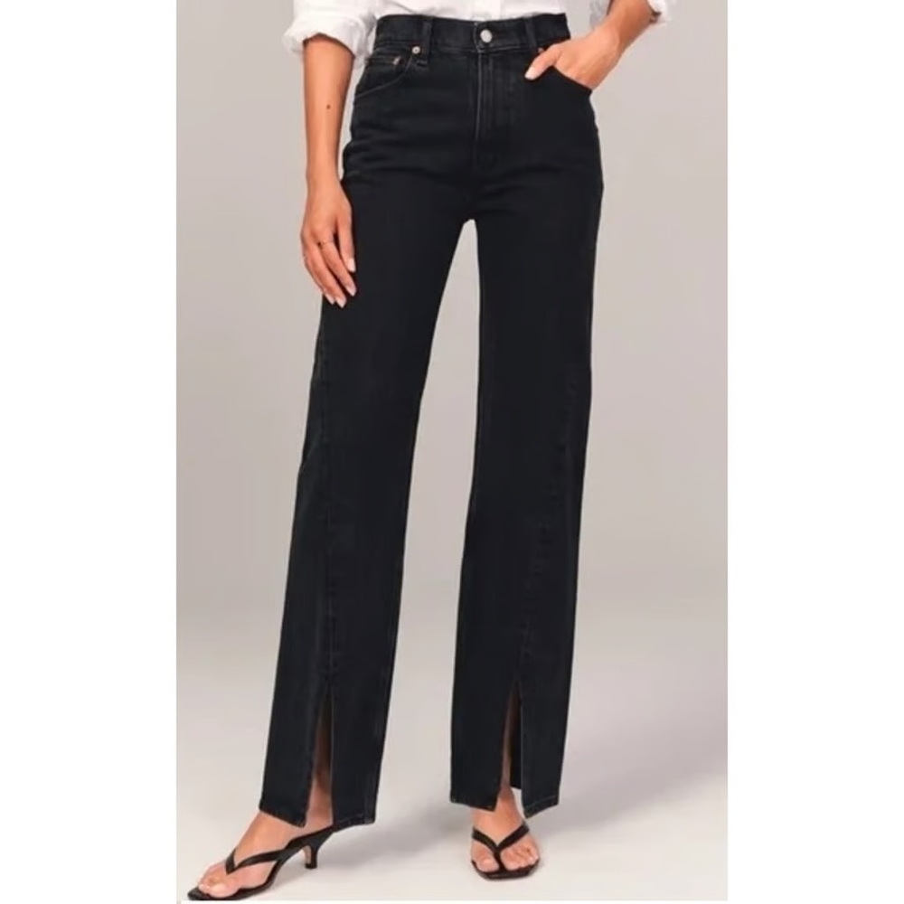 ‘90s Relaxed High Rise Vent Hem Jeans | Abercrombie